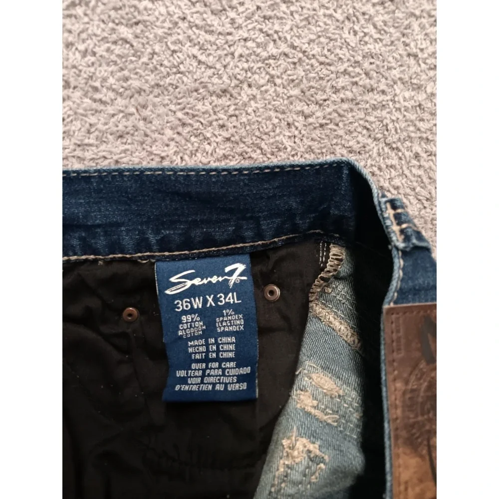 Seven7 Straight Jeans 36x34 Dark Wash Heavy Stitch‎ Western Denim
